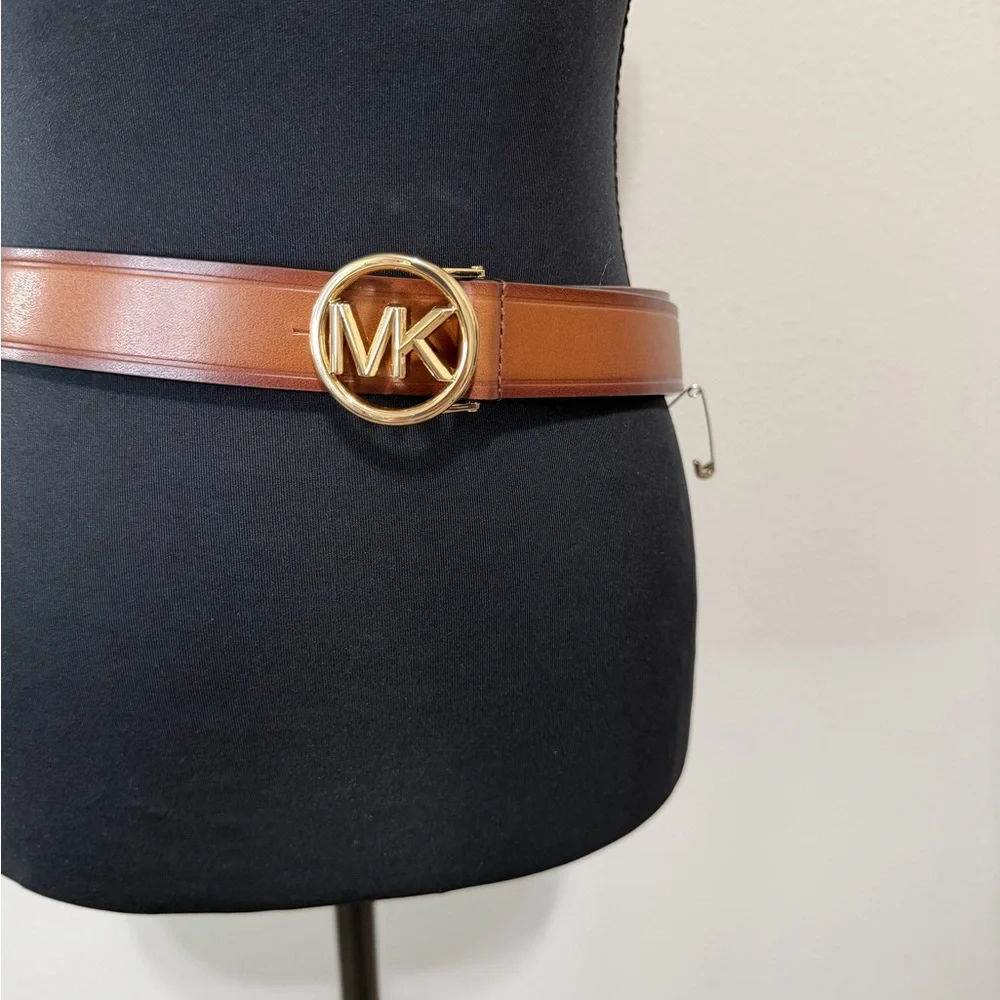 NWT Michael Kors Tan Belt with Gold MK Buckle
